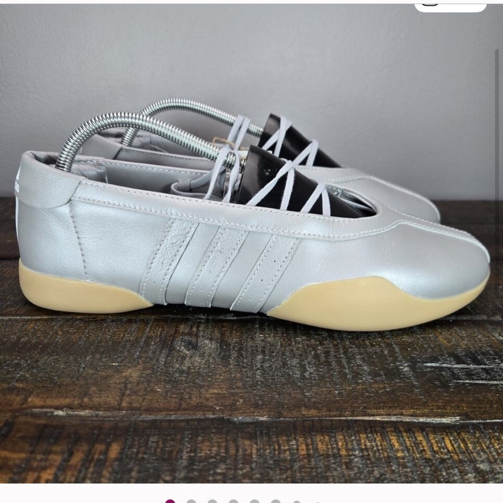 adidas Silver Slip-On Ballet Sneakers with Cream Sole